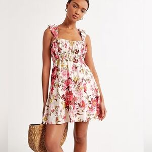 Abercrombie & Fitch Puff Strap Babydoll Mini Dress